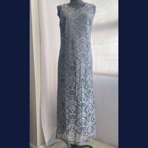 Vintage Helene Blake silver maxi dress